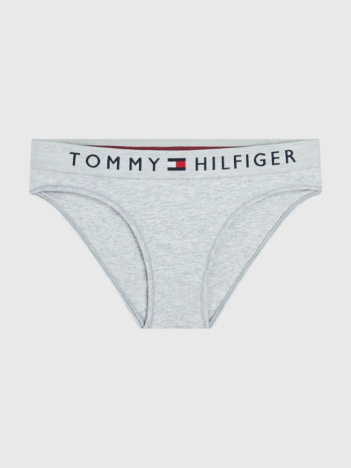 Tommy Hilfiger Logo Waistband Stretch Cotton Briefs Grey Heather Womens Lingerie