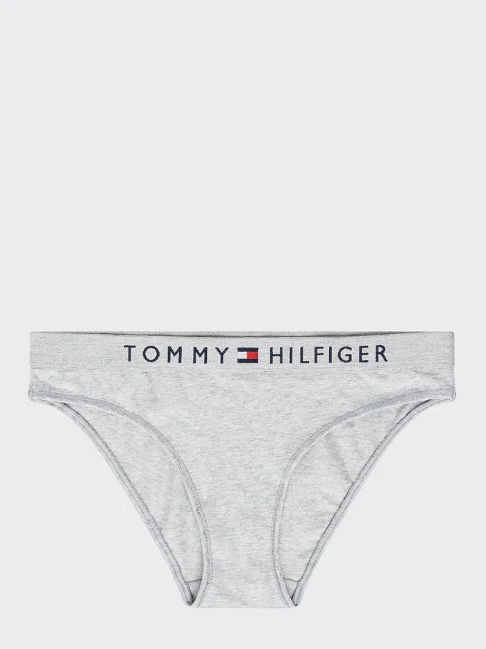Tommy Hilfiger Logo Waistband Stretch Cotton Briefs Grey Heather Womens Lingerie