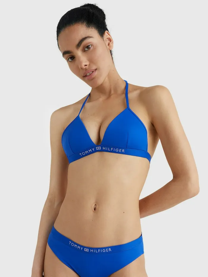 Tommy Hilfiger Logo Waistband Triangle Bikini Top Sky Blue Desert Womens Swimwear Cheap On Sale Tommy Hilfiger Logo Waistband Triangle Bikini Top Sky Blue Desert Womens Swimwear Cheap On Sale