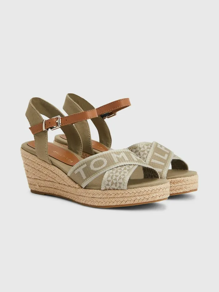Tommy Hilfiger Logo Webbing Low Wedge Sandals Woodridge Womens Sandals Gift for Friend Tommy Hilfiger Logo Webbing Low Wedge Sandals Woodridge Womens Sandals Gift for Friend