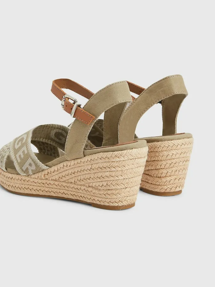 Tommy Hilfiger Logo Webbing Low Wedge Sandals Woodridge Womens Sandals Gift for Friend
