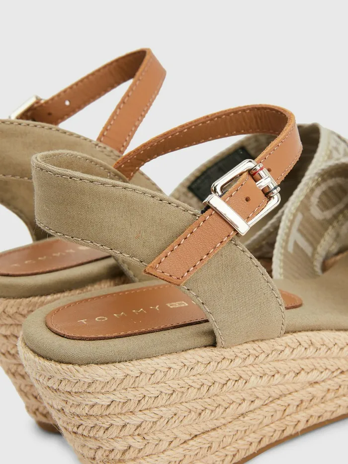 Tommy Hilfiger Logo Webbing Low Wedge Sandals Woodridge Womens Sandals Gift for Friend