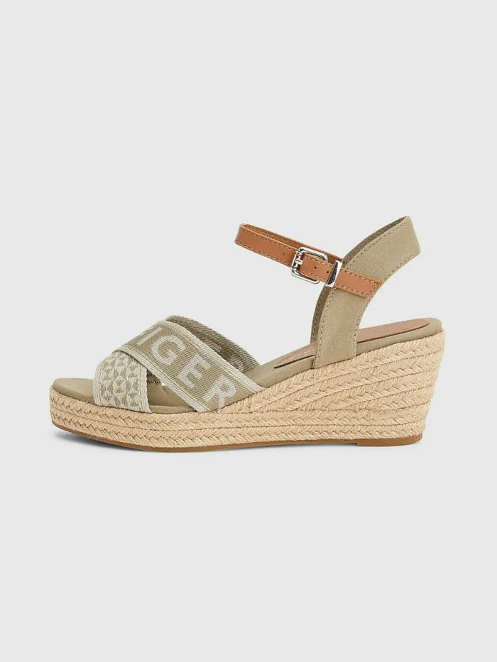 Tommy Hilfiger Logo Webbing Low Wedge Sandals Woodridge Womens Sandals Gift for Friend