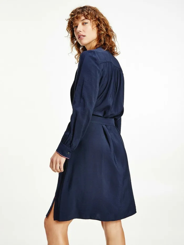 Tommy Hilfiger Long Sleeve Knee Length Shift Dress Desert Sky Womens Dresses and Jumpsuits Casaul