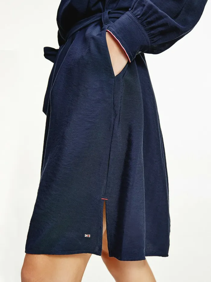 Tommy Hilfiger Long Sleeve Knee Length Shift Dress Desert Sky Womens Dresses and Jumpsuits Casaul