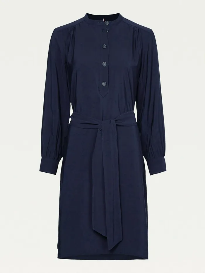 Tommy Hilfiger Long Sleeve Knee Length Shift Dress Desert Sky Womens Dresses and Jumpsuits Casaul