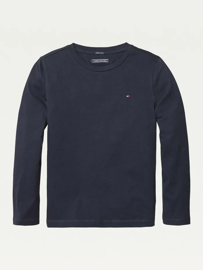 Tommy Hilfiger LongSleeve Organic Cotton TShirt Sky Captain Boys TShirts and Polos Popular