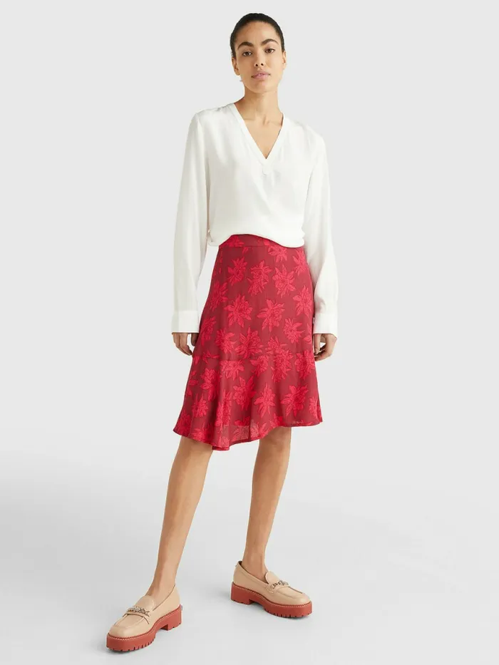 Tommy Hilfiger Long Sleeve VNeck Relaxed Fit Blouse Ecru Womens Shirts and Blouses Casaul