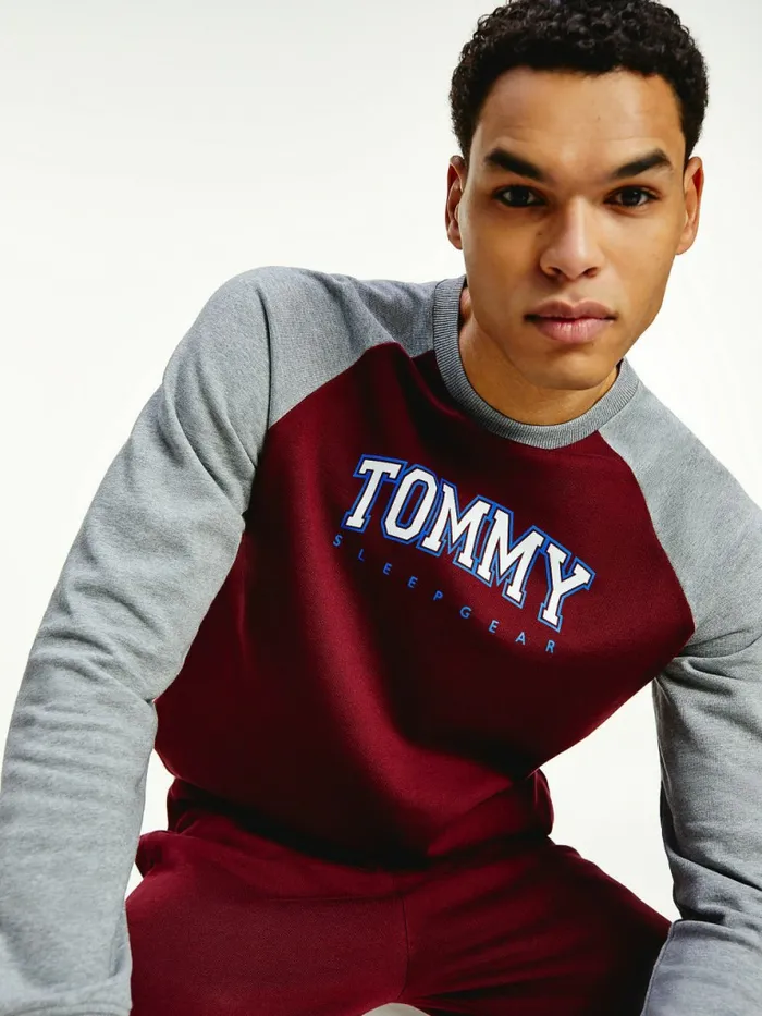 Tommy Hilfiger Lounge ColourBlocked Organic Cotton Sweatshirt Deep Rouge Mens Sweatshirts and Hoodies Gift Ideas Tommy Hilfiger Lounge ColourBlocked Organic Cotton Sweatshirt Deep Rouge Mens Sweatshirts and Hoodies Gift Ideas