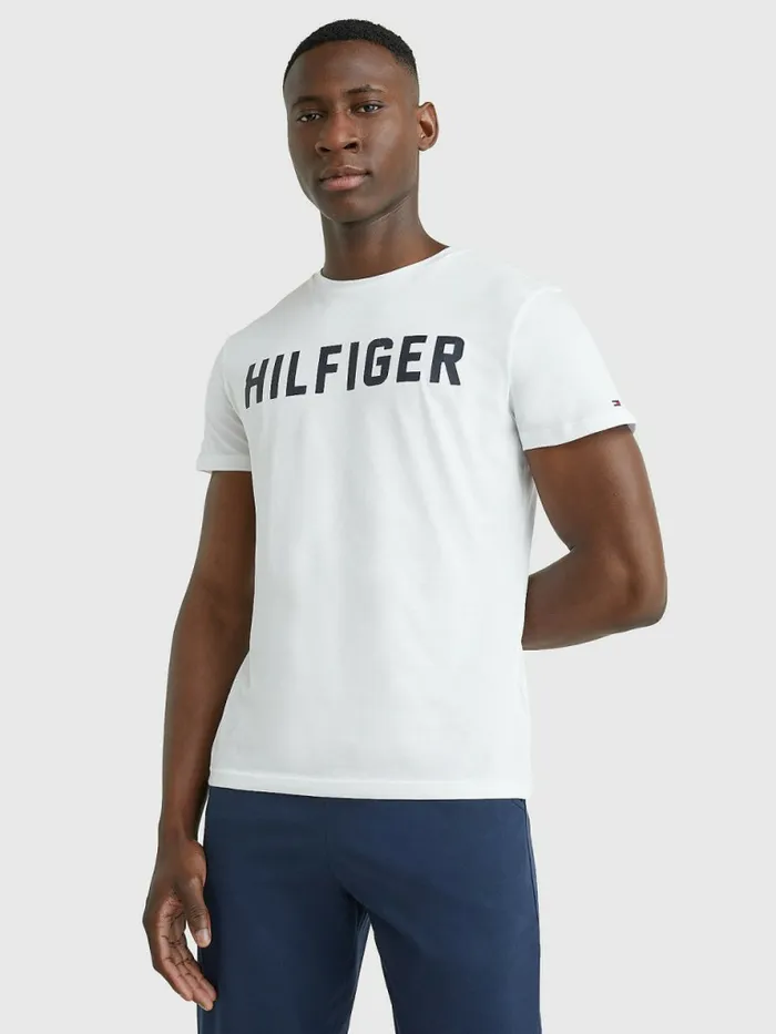 Tommy Hilfiger Lounge Logo Organic Cotton TShirt White Mens TShirts Popular