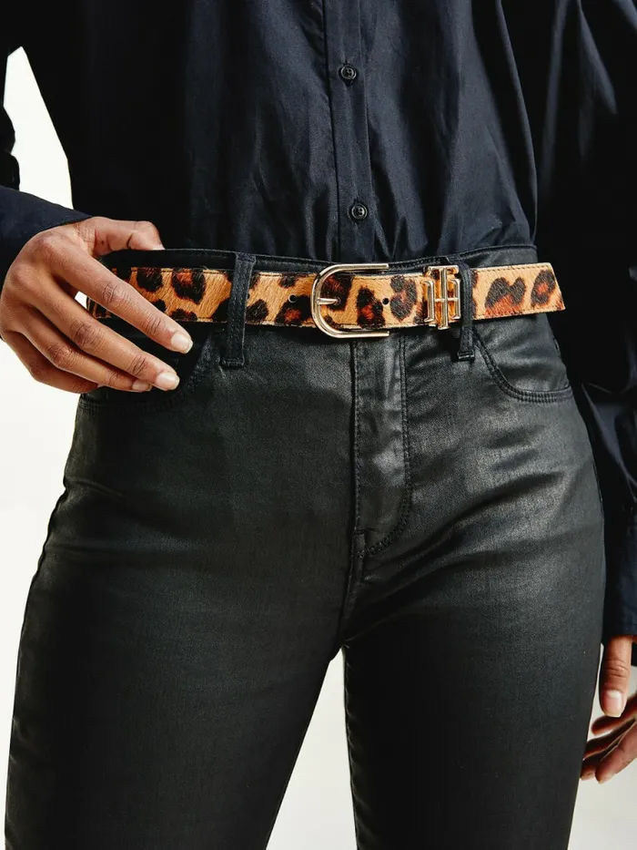 Tommy Hilfiger Luxe CalfHair Leather Belt Camel Mix Womens Belts Casaul