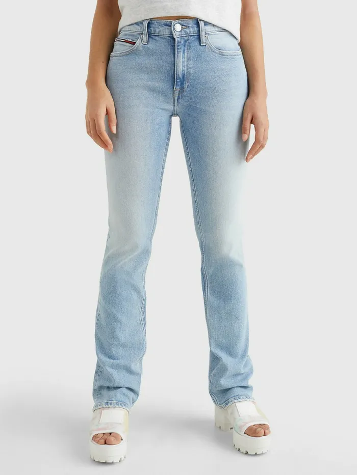 Tommy Hilfiger Maddie Mid Rise Bootcut Faded Jeans Denim Light Womens Jeans Sale