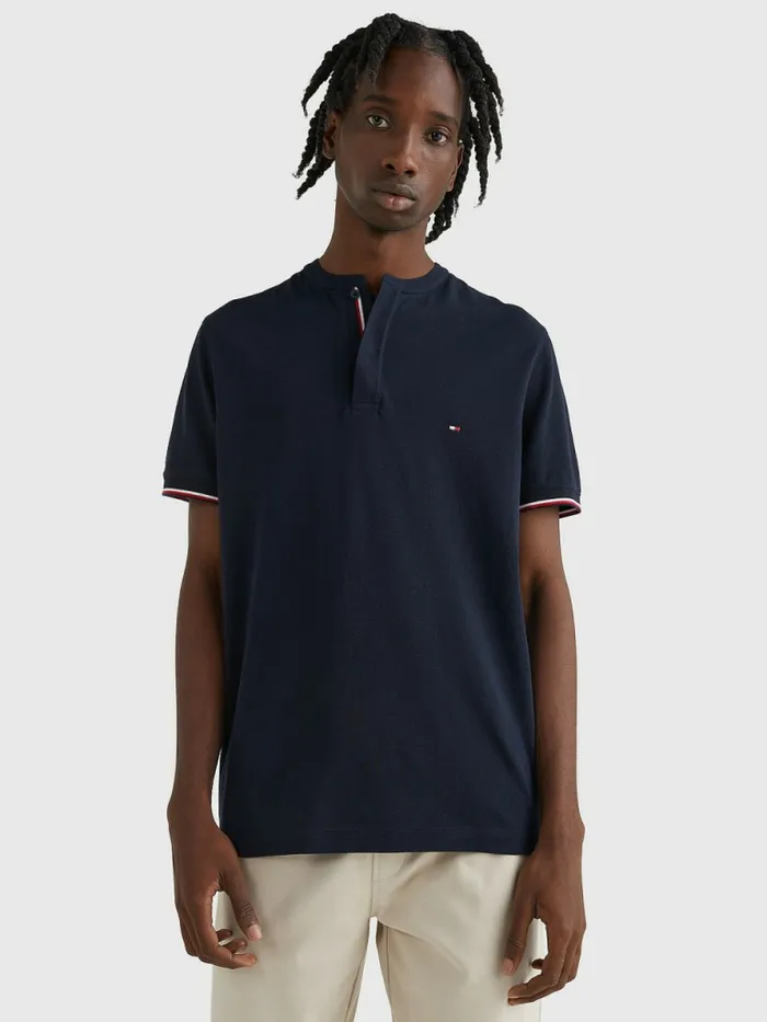 Tommy Hilfiger Mandarin Collar Slim Fit Polo Desert Sky Mens Polo Shirts Sale Tommy Hilfiger Mandarin Collar Slim Fit Polo Desert Sky Mens Polo Shirts Sale