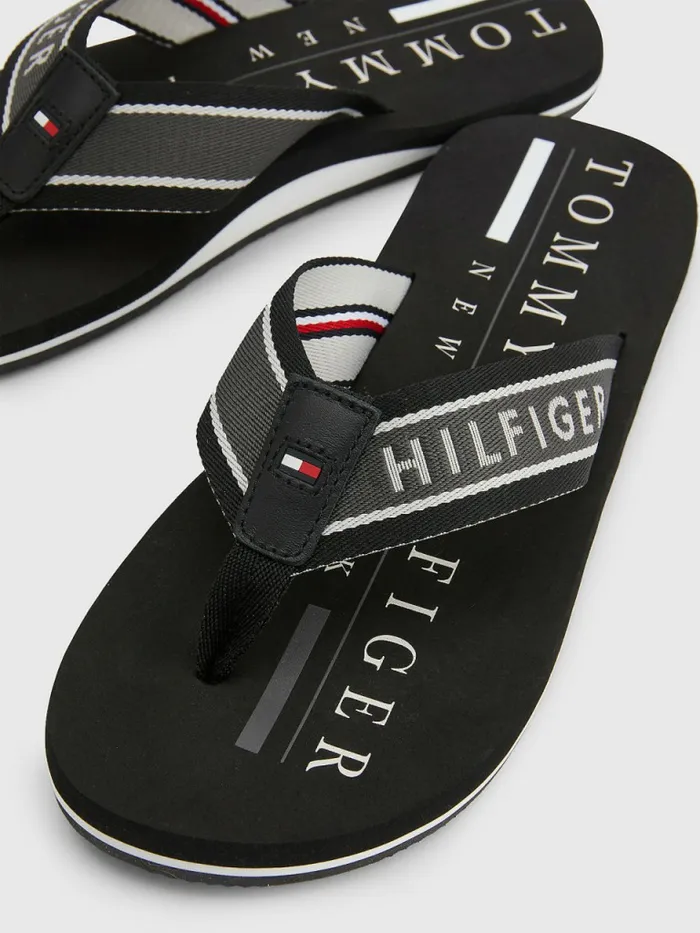 Tommy Hilfiger Maritime Logo FlipFlops Black Mens Sandals Sliders and Flip Flops Fashion