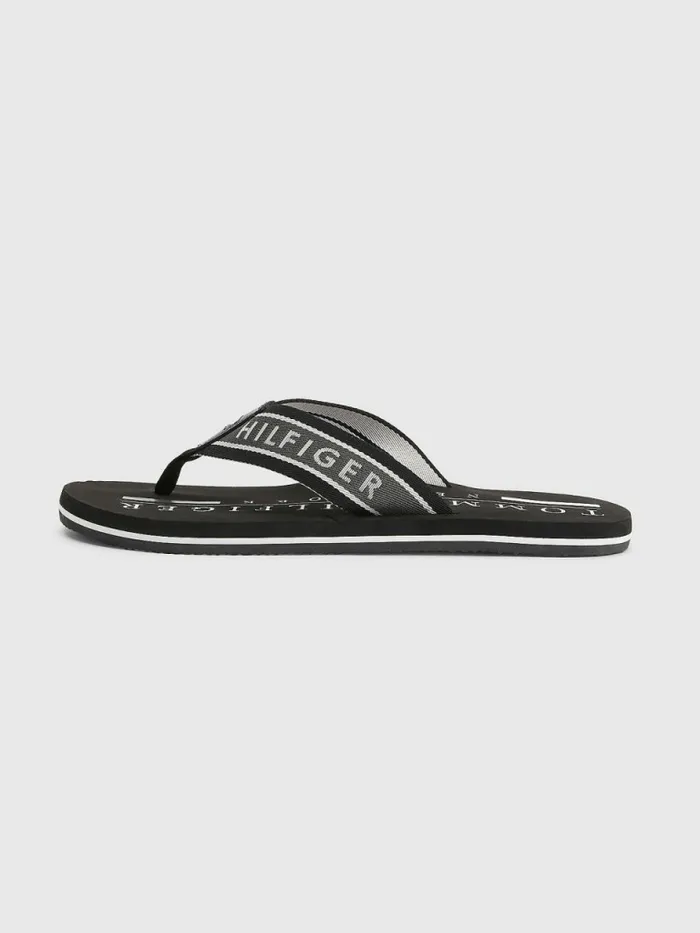 Tommy Hilfiger Maritime Logo FlipFlops Black Mens Sandals Sliders and Flip Flops Fashion