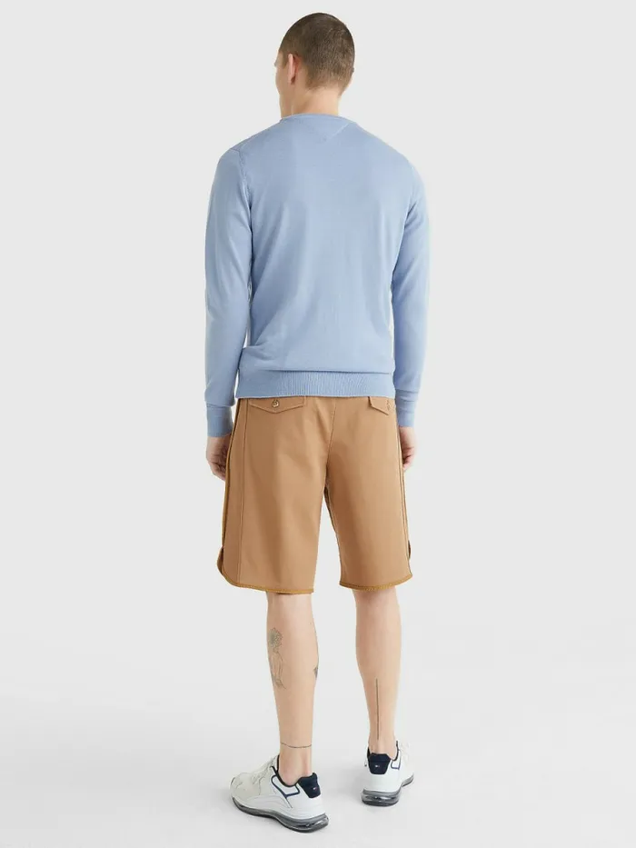 Tommy Hilfiger Merino Wool Crew Neck Jumper Daybreak Blue Mens Knitwear Fashion