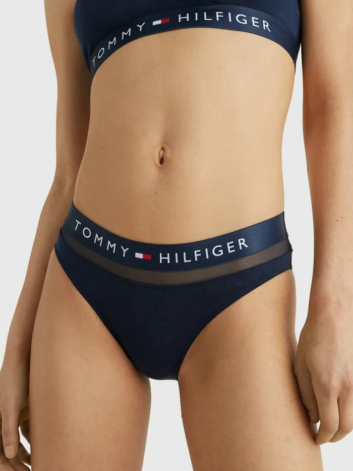 Tommy Hilfiger Mesh Inset Stretch Cotton Briefs Navy Blazer Womens Lingerie