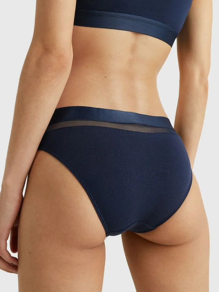 Tommy Hilfiger Mesh Inset Stretch Cotton Briefs Navy Blazer Womens Lingerie