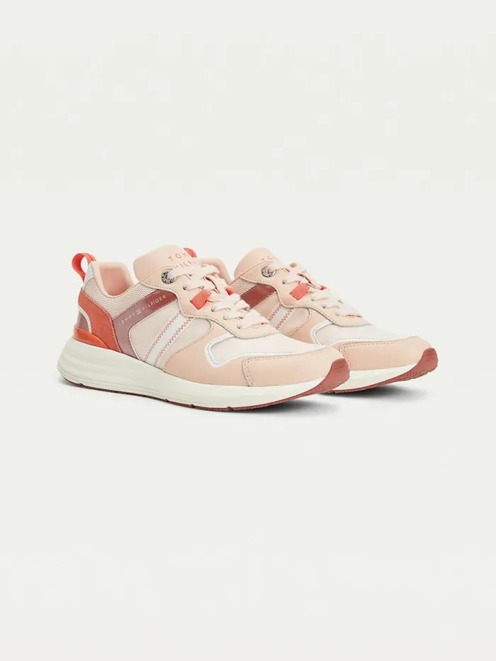 Tommy Hilfiger Metallic Retro Trainers Dusty Rose Womens Trainers Near Me