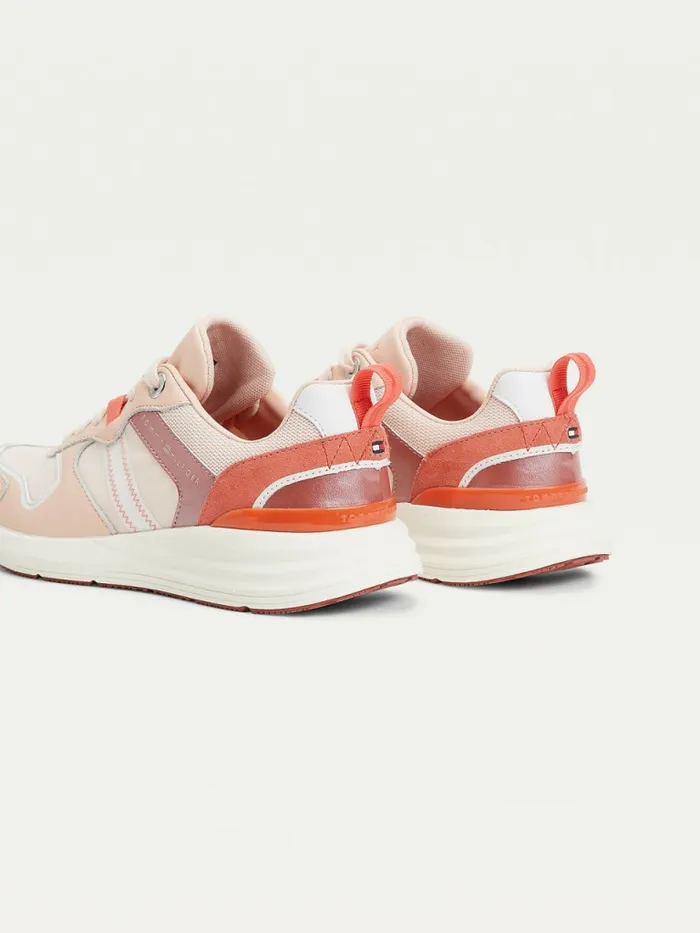Tommy Hilfiger Metallic Retro Trainers Dusty Rose Womens Trainers Near Me