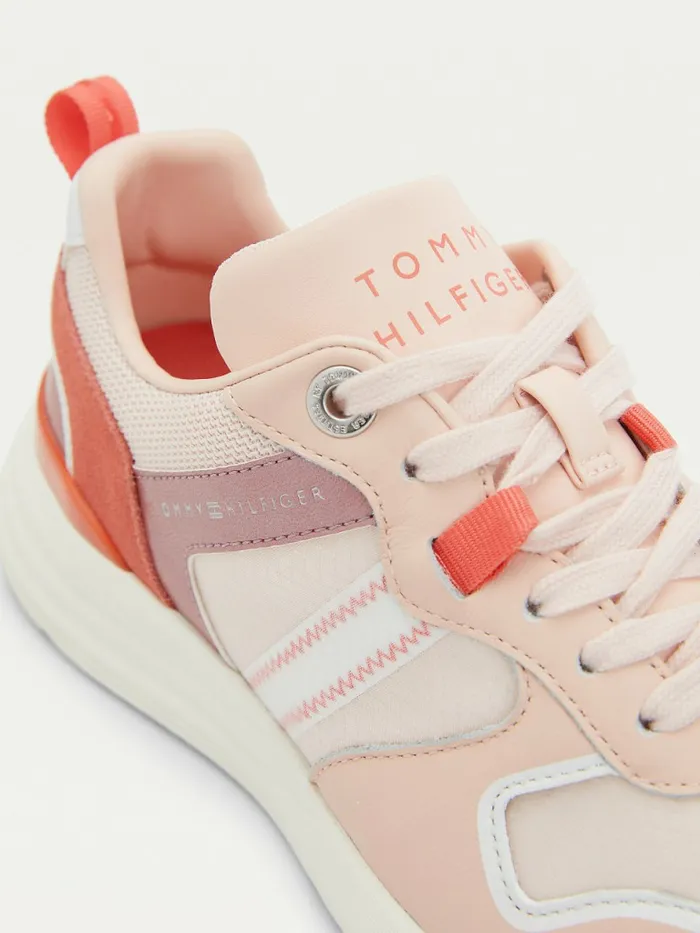 Tommy Hilfiger Metallic Retro Trainers Dusty Rose Womens Trainers Near Me