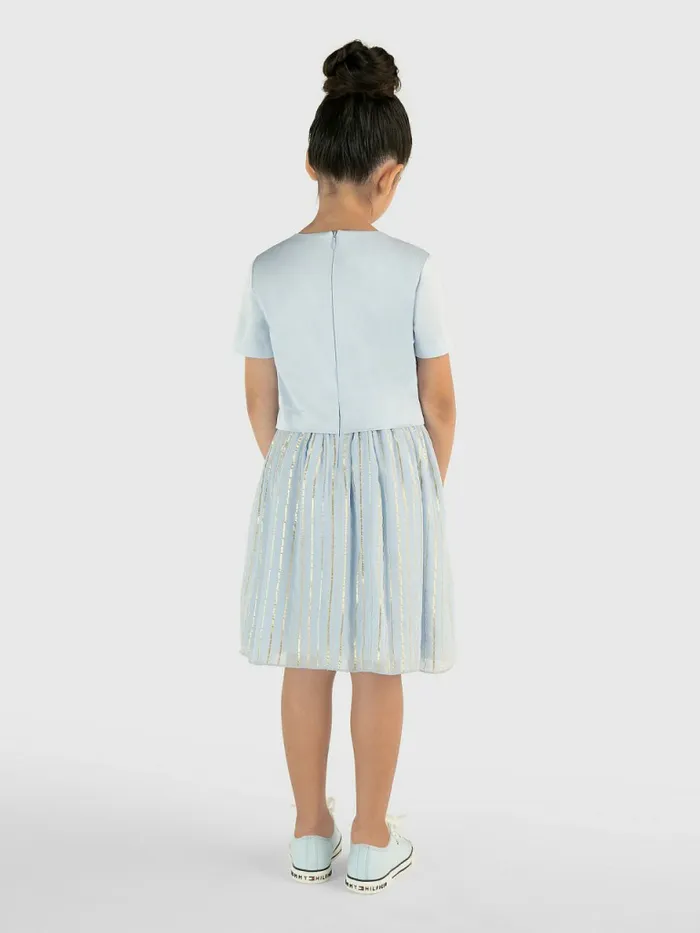 Tommy Hilfiger Metallic Stripe Dress Breezy Blue Girls Dresses Online