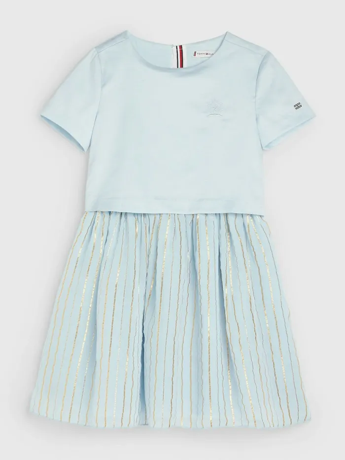 Tommy Hilfiger Metallic Stripe Dress Breezy Blue Girls Dresses Online