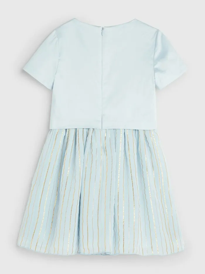 Tommy Hilfiger Metallic Stripe Dress Breezy Blue Girls Dresses Online