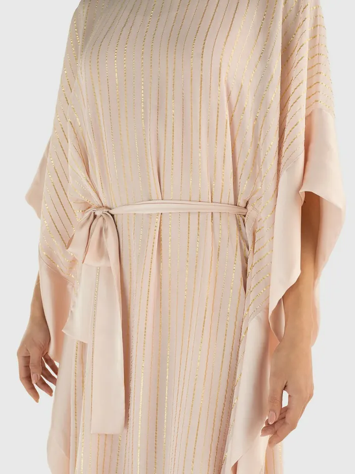 Tommy Hilfiger Metallic Stripe Kaftan Whimsy Pink Womens Dresses and Jumpsuits On Sale