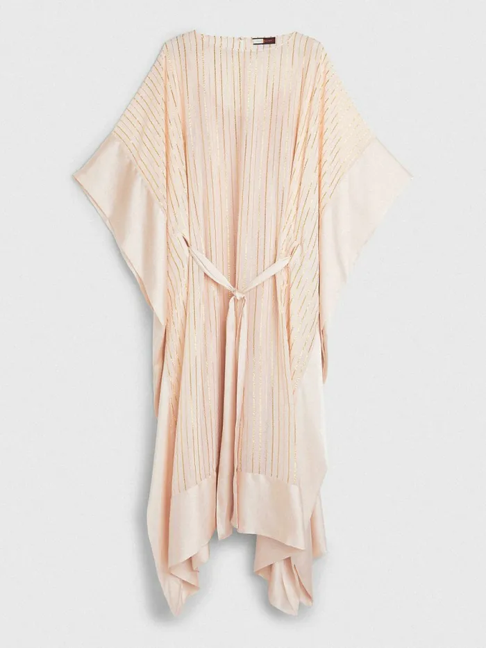 Tommy Hilfiger Metallic Stripe Kaftan Whimsy Pink Womens Dresses and Jumpsuits On Sale