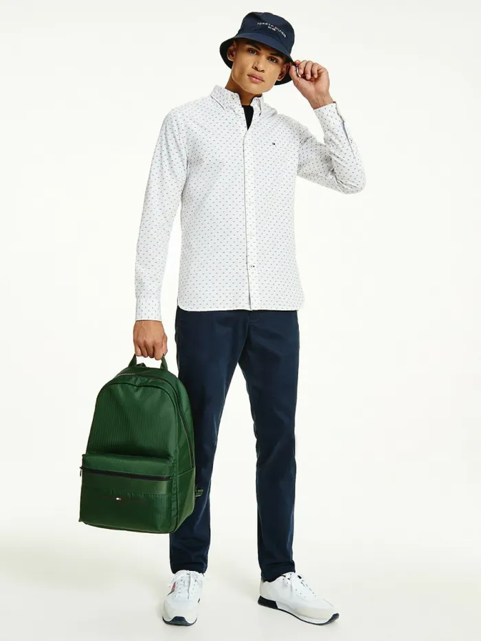Tommy Hilfiger Micro Print Poplin Slim Fit Shirt Optic WhiteCrimson Ruby Mens Shirts Gift Ideas Tommy Hilfiger Micro Print Poplin Slim Fit Shirt Optic WhiteCrimson Ruby Mens Shirts Gift Ideas