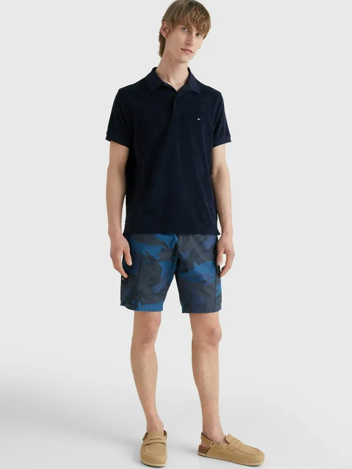 Tommy Hilfiger Micro Towelling Slim Fit Polo Desert Sky Mens Polo Shirts Gift Ideas