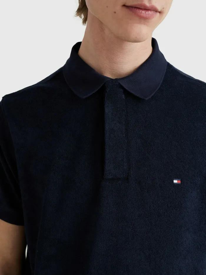 Tommy Hilfiger Micro Towelling Slim Fit Polo Desert Sky Mens Polo Shirts Gift Ideas
