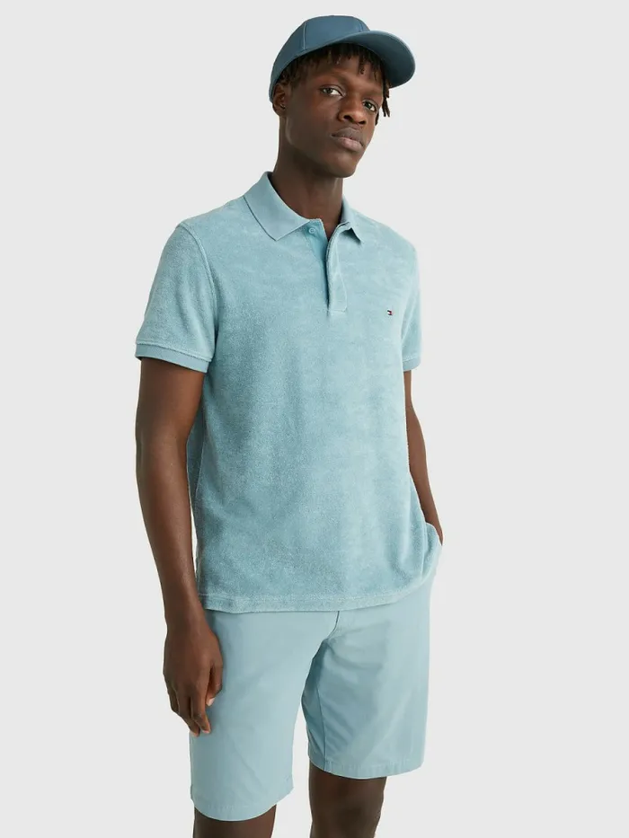 Tommy Hilfiger Micro Towelling Slim Fit Polo Lofty Blue Mens Polo Shirts Cheap On Sale Tommy Hilfiger Micro Towelling Slim Fit Polo Lofty Blue Mens Polo Shirts Cheap On Sale