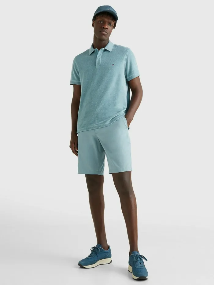 Tommy Hilfiger Micro Towelling Slim Fit Polo Lofty Blue Mens Polo Shirts Cheap On Sale