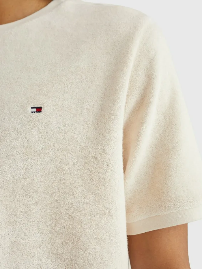 Tommy Hilfiger Micro Towelling TShirt Feather White Mens TShirts Sale