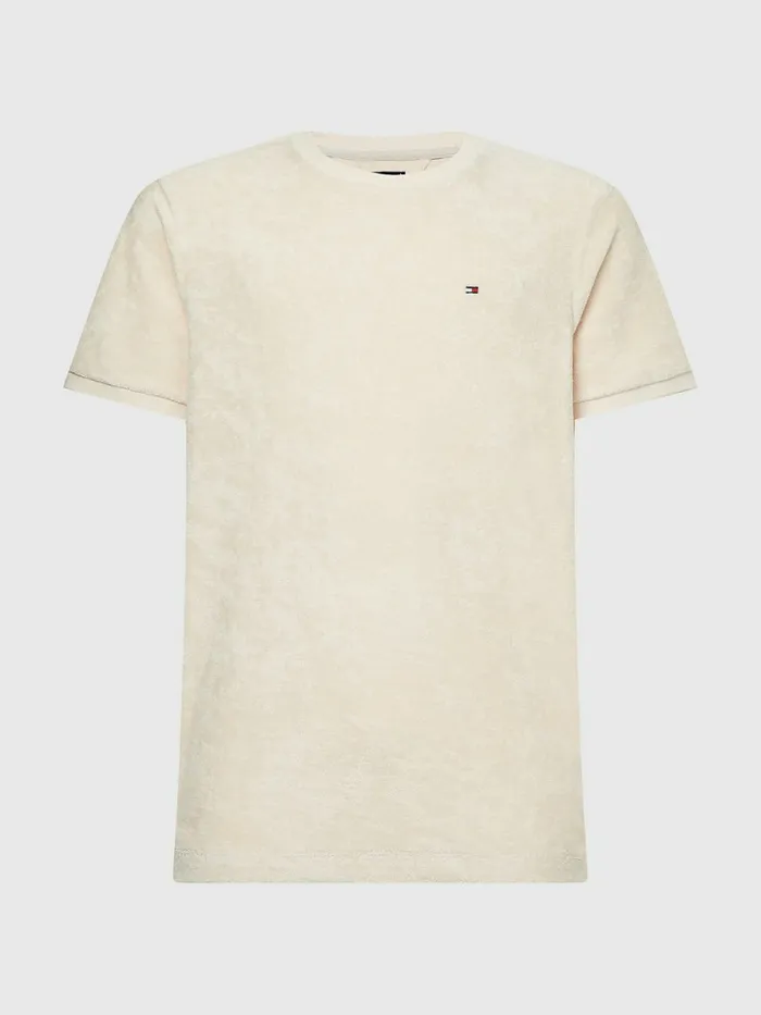 Tommy Hilfiger Micro Towelling TShirt Feather White Mens TShirts Sale