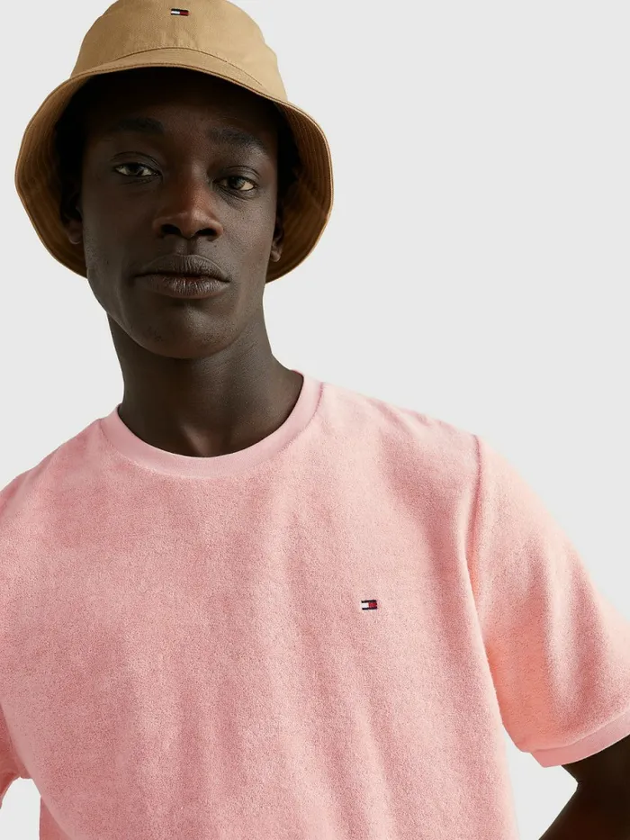 Tommy Hilfiger Micro Towelling TShirt Sunset Peach Mens TShirts Cheap On Sale