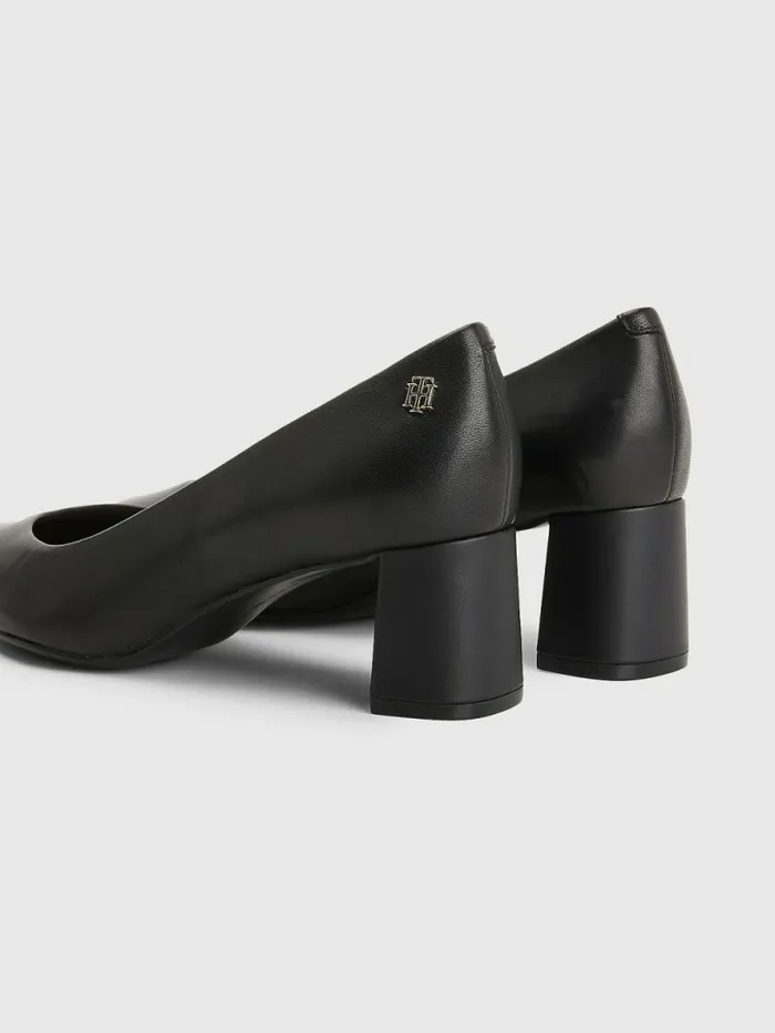 Tommy Hilfiger Mid Heel Leather Pumps Black Womens Pumps Gift 4 You