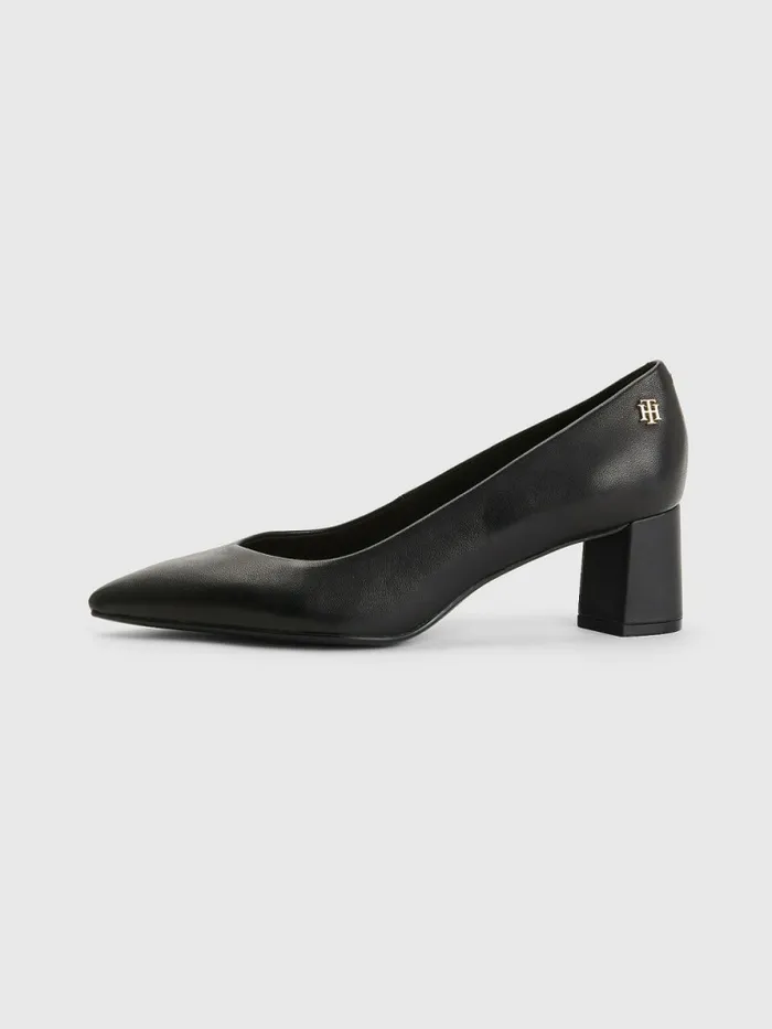 Tommy Hilfiger Mid Heel Leather Pumps Black Womens Pumps Gift 4 You