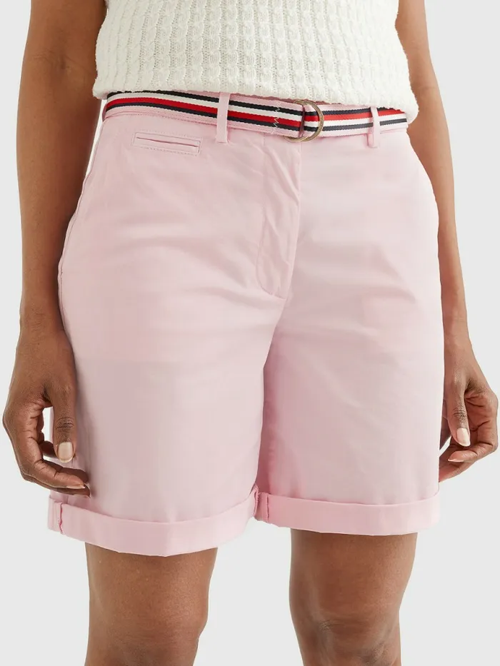 Tommy Hilfiger Mid Rise Chino Shorts Pastel Pink Womens Shorts Near Me