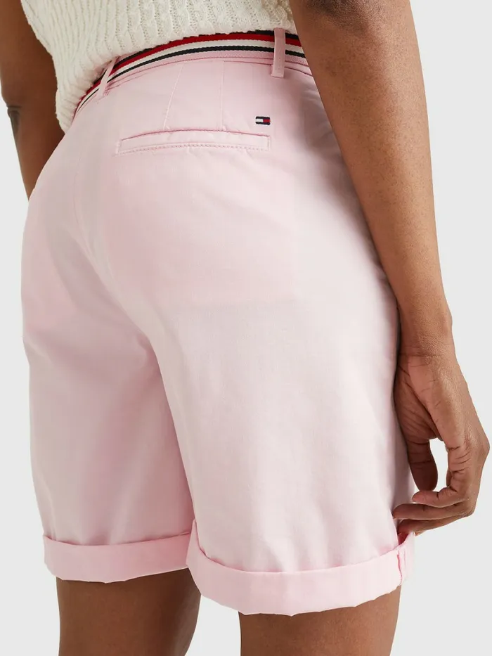Tommy Hilfiger Mid Rise Chino Shorts Pastel Pink Womens Shorts Near Me