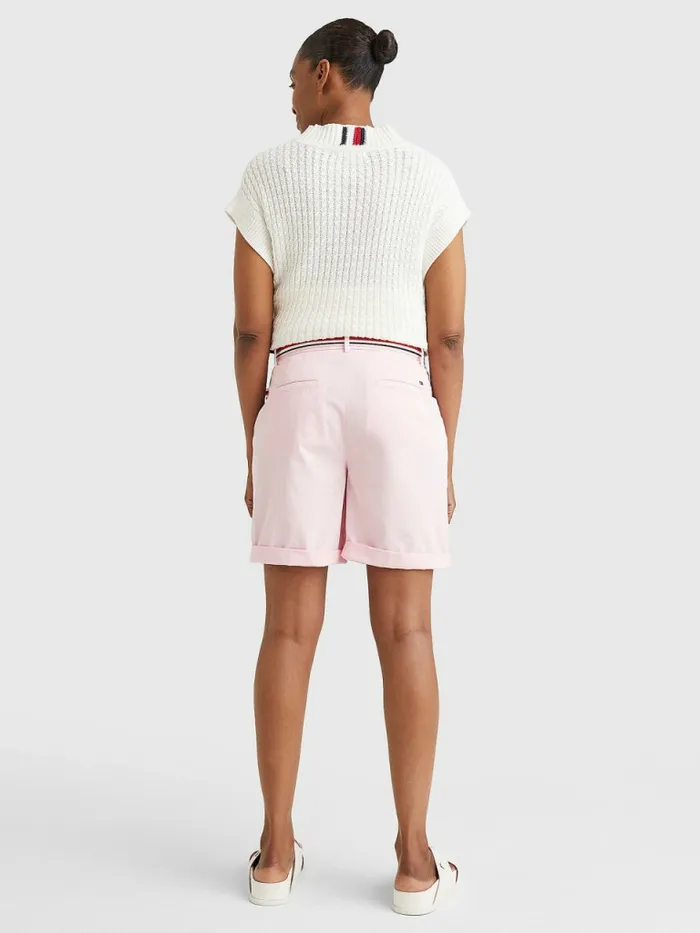 Tommy Hilfiger Mid Rise Chino Shorts Pastel Pink Womens Shorts Near Me