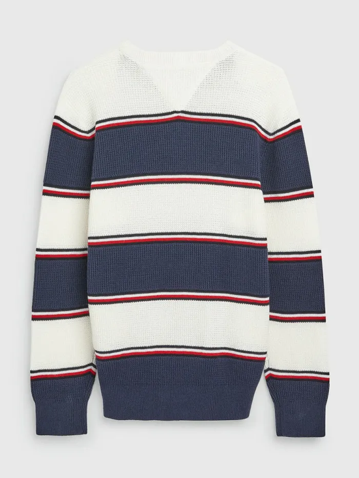 Tommy Hilfiger Mixed Rugby Stripe Jumper Twilight NavyColorblock Boys Jumpers and Cardigans Cheap On Sale