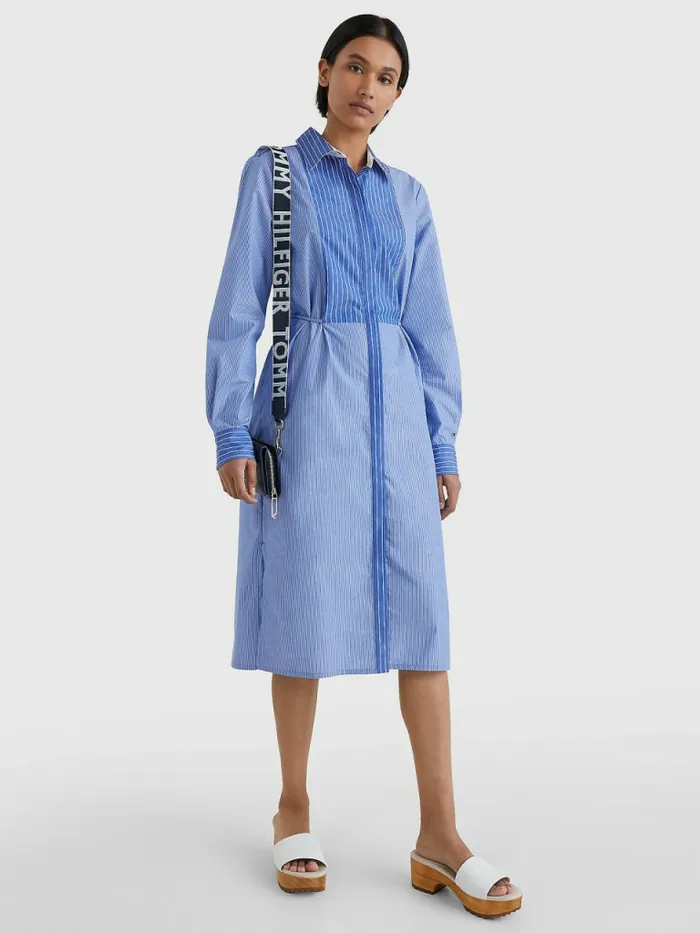 Tommy Hilfiger Mixed Stripe Shirt Dress Fine StpBlue Womens Dresses and Jumpsuits On Sale