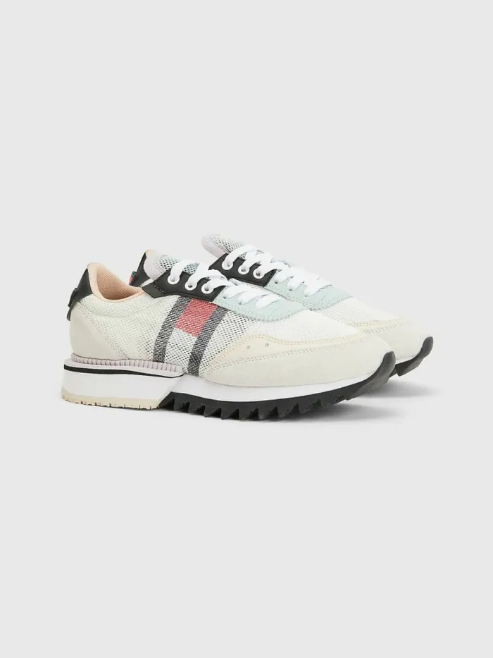 Tommy Hilfiger Mixed Texture Cleat Trainers White Womens Boots Gift 4 You
