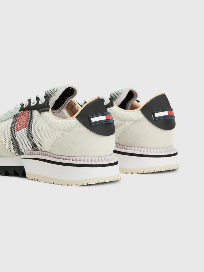 Tommy Hilfiger Mixed Texture Cleat Trainers White Womens Boots Gift 4 You