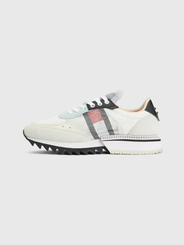 Tommy Hilfiger Mixed Texture Cleat Trainers White Womens Boots Gift 4 You