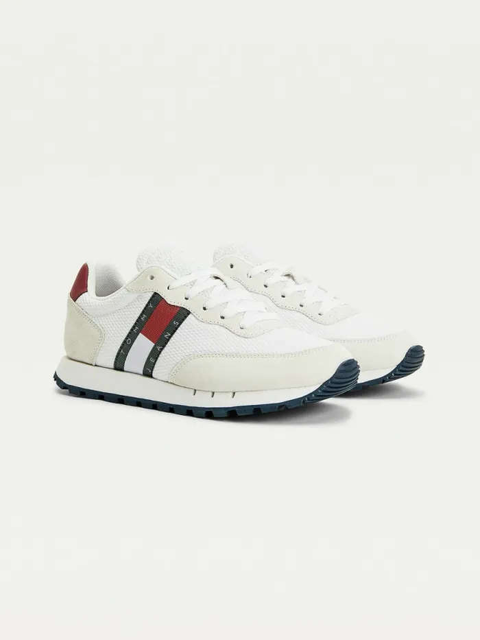 Tommy Hilfiger Mixed Texture Trainers White Womens Trainers Gift for Friend