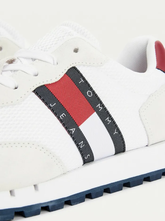 Tommy Hilfiger Mixed Texture Trainers White Womens Trainers Gift for Friend